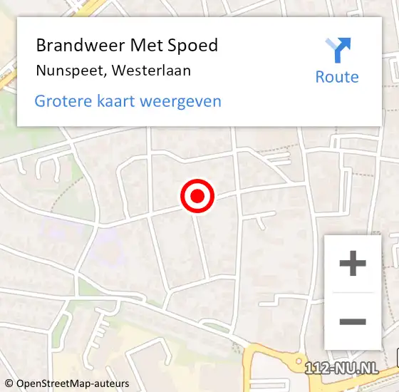 Locatie op kaart van de 112 melding: Brandweer Met Spoed Naar Nunspeet, Westerlaan op 25 juli 2015 17:02