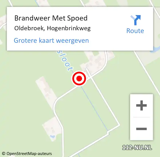 Locatie op kaart van de 112 melding: Brandweer Met Spoed Naar Oldebroek, Hogenbrinkweg op 25 juli 2015 17:03