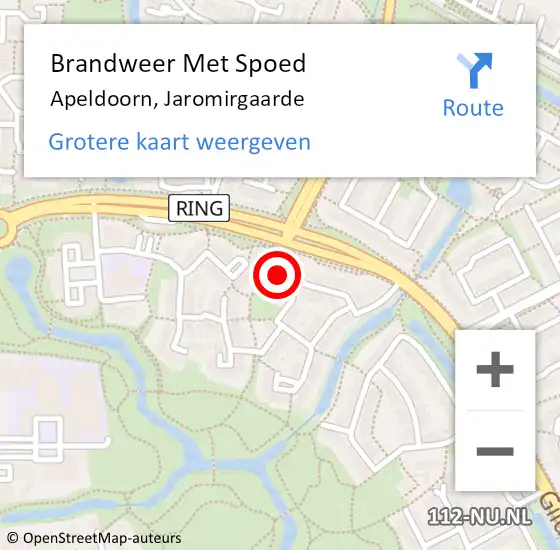 Locatie op kaart van de 112 melding: Brandweer Met Spoed Naar Apeldoorn, Jaromirgaarde op 25 juli 2015 17:04