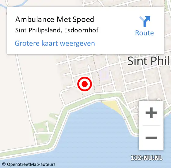 Locatie op kaart van de 112 melding: Ambulance Met Spoed Naar Sint Philipsland, Esdoornhof op 25 juli 2015 17:06