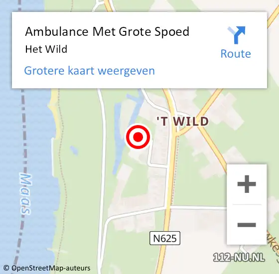 Locatie op kaart van de 112 melding: Ambulance Met Grote Spoed Naar Het Wild op 15 november 2013 10:02