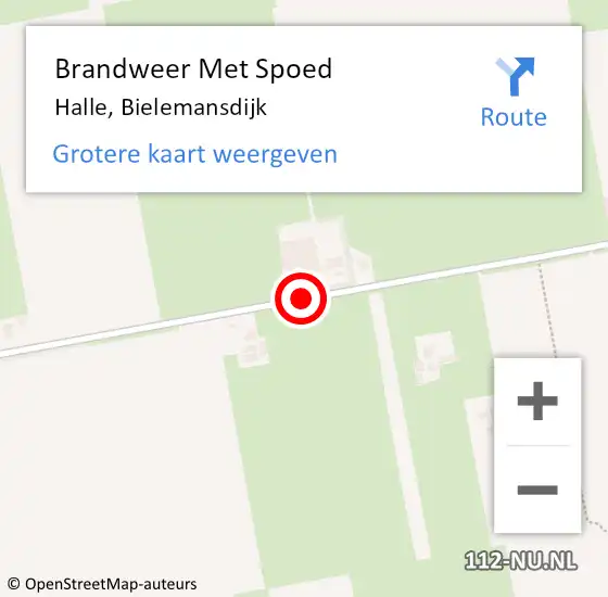 Locatie op kaart van de 112 melding: Brandweer Met Spoed Naar Halle, Bielemansdijk op 25 juli 2015 17:13