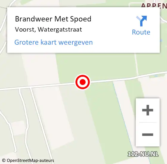 Locatie op kaart van de 112 melding: Brandweer Met Spoed Naar Voorst, Watergatstraat op 25 juli 2015 17:16