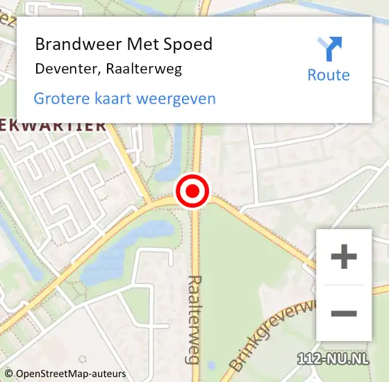 Locatie op kaart van de 112 melding: Brandweer Met Spoed Naar Deventer, Raalterweg op 25 juli 2015 17:33