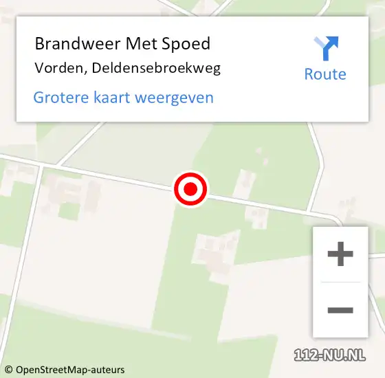 Locatie op kaart van de 112 melding: Brandweer Met Spoed Naar Vorden, Deldensebroekweg op 25 juli 2015 17:35