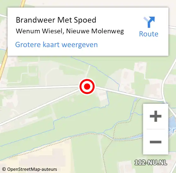 Locatie op kaart van de 112 melding: Brandweer Met Spoed Naar Wenum Wiesel, Nieuwe Molenweg op 25 juli 2015 17:38