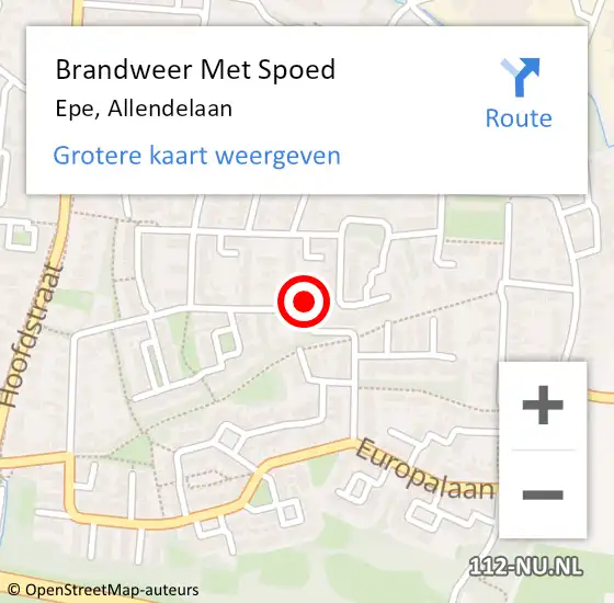 Locatie op kaart van de 112 melding: Brandweer Met Spoed Naar Epe, Allendelaan op 25 juli 2015 17:38