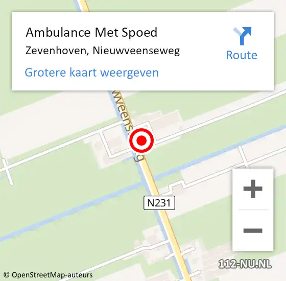 Locatie op kaart van de 112 melding: Ambulance Met Spoed Naar Zevenhoven, Nieuwveenseweg op 25 juli 2015 17:42