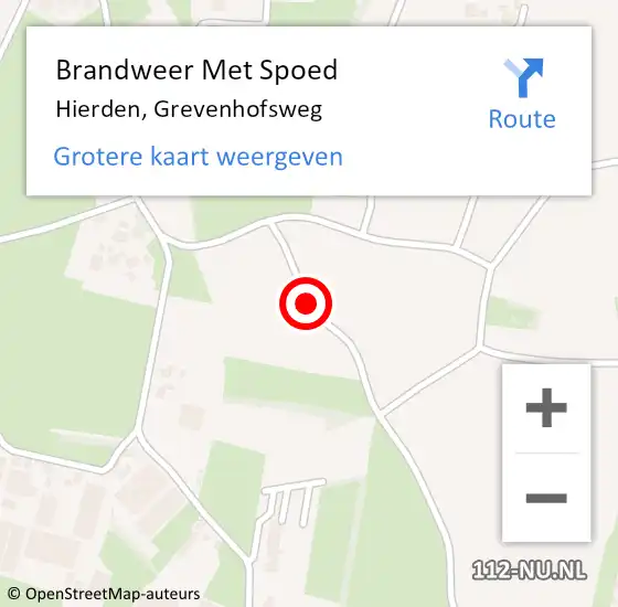 Locatie op kaart van de 112 melding: Brandweer Met Spoed Naar Hierden, Grevenhofsweg op 25 juli 2015 17:46