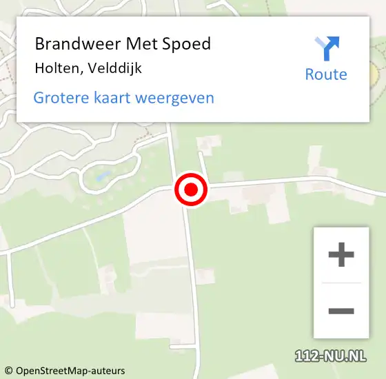 Locatie op kaart van de 112 melding: Brandweer Met Spoed Naar Holten, Velddijk op 25 juli 2015 17:48