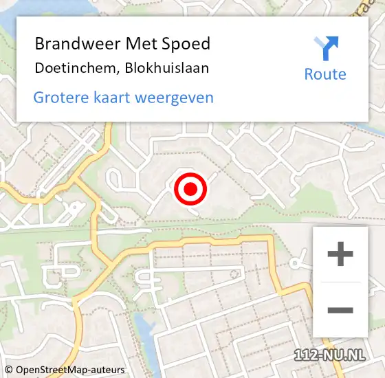 Locatie op kaart van de 112 melding: Brandweer Met Spoed Naar Doetinchem, Blokhuislaan op 25 juli 2015 17:49