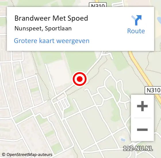 Locatie op kaart van de 112 melding: Brandweer Met Spoed Naar Nunspeet, Sportlaan op 25 juli 2015 17:58