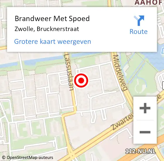 Locatie op kaart van de 112 melding: Brandweer Met Spoed Naar Zwolle, Brucknerstraat op 25 juli 2015 18:02