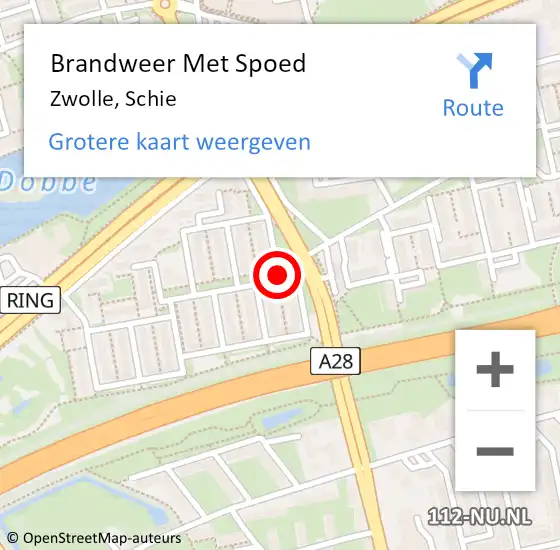 Locatie op kaart van de 112 melding: Brandweer Met Spoed Naar Zwolle, Schie op 25 juli 2015 18:05