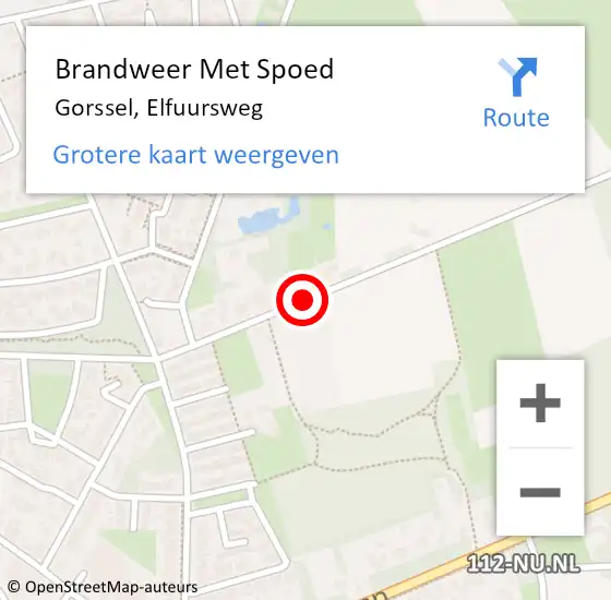 Locatie op kaart van de 112 melding: Brandweer Met Spoed Naar Gorssel, Elfuursweg op 25 juli 2015 18:08