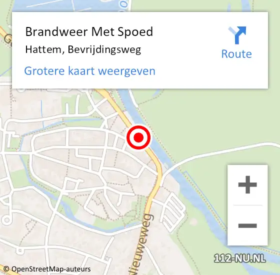 Locatie op kaart van de 112 melding: Brandweer Met Spoed Naar Hattem, Bevrijdingsweg op 25 juli 2015 18:16