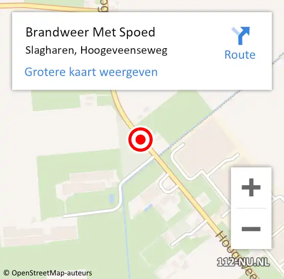 Locatie op kaart van de 112 melding: Brandweer Met Spoed Naar Slagharen, Hoogeveenseweg op 25 juli 2015 18:25