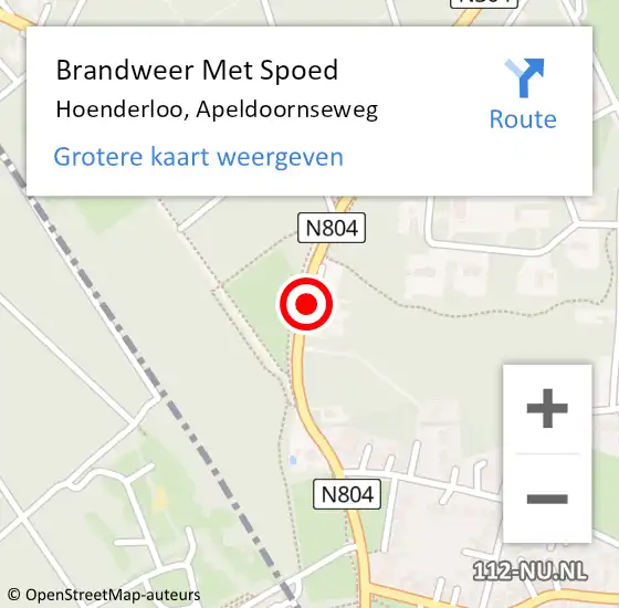 Locatie op kaart van de 112 melding: Brandweer Met Spoed Naar Hoenderloo, Apeldoornseweg op 25 juli 2015 18:26