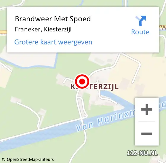 Locatie op kaart van de 112 melding: Brandweer Met Spoed Naar Franeker, Kiesterzijl op 25 juli 2015 18:30