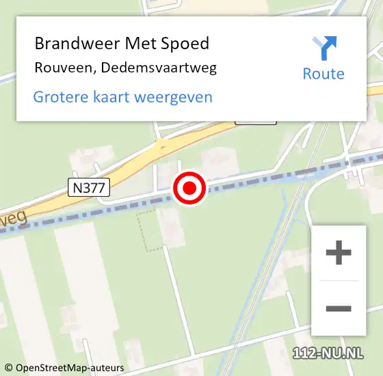 Locatie op kaart van de 112 melding: Brandweer Met Spoed Naar Rouveen, Dedemsvaartweg op 25 juli 2015 18:37