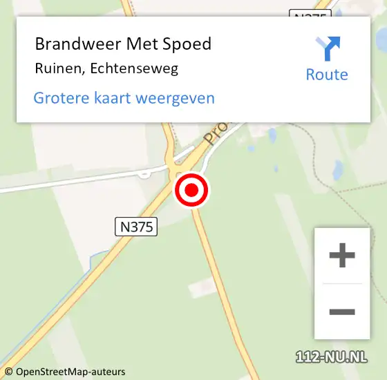 Locatie op kaart van de 112 melding: Brandweer Met Spoed Naar Ruinen, Echtenseweg op 25 juli 2015 18:37