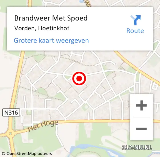 Locatie op kaart van de 112 melding: Brandweer Met Spoed Naar Vorden, Hoetinkhof op 25 juli 2015 18:55