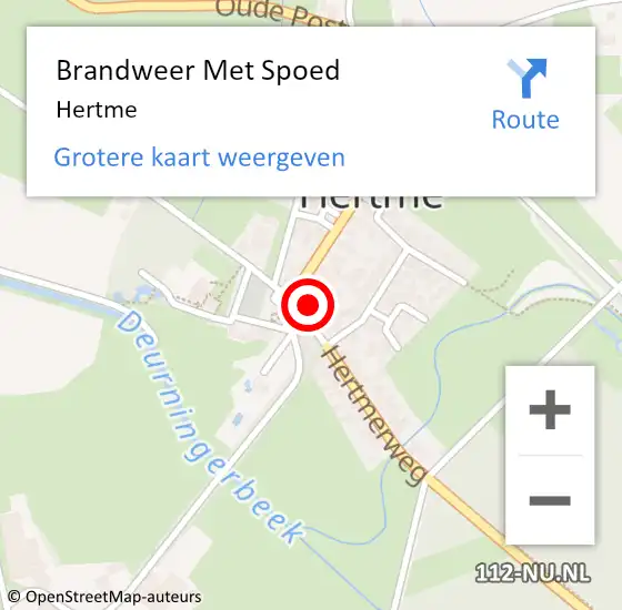 Locatie op kaart van de 112 melding: Brandweer Met Spoed Naar Hertme op 25 juli 2015 19:14