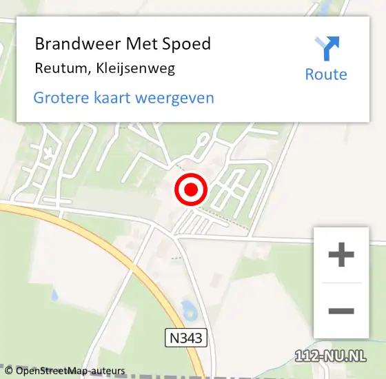 Locatie op kaart van de 112 melding: Brandweer Met Spoed Naar Reutum, Kleijsenweg op 25 juli 2015 19:16