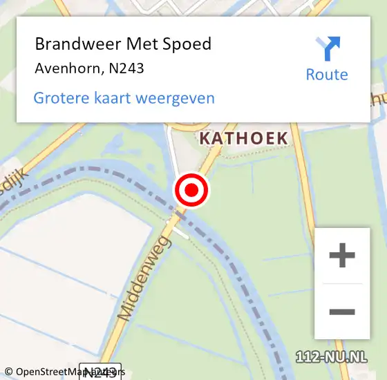 Locatie op kaart van de 112 melding: Brandweer Met Spoed Naar Avenhorn, N243 op 25 juli 2015 19:19