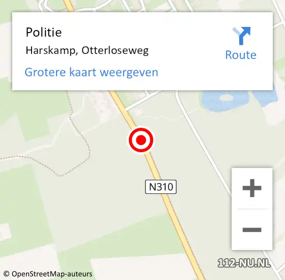 Locatie op kaart van de 112 melding: Politie Harskamp, Otterloseweg op 25 juli 2015 19:24