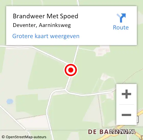 Locatie op kaart van de 112 melding: Brandweer Met Spoed Naar Deventer, Aarninksweg op 25 juli 2015 19:47