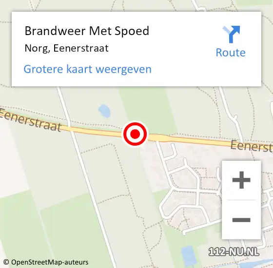 Locatie op kaart van de 112 melding: Brandweer Met Spoed Naar Norg, Eenerstraat op 25 juli 2015 19:50