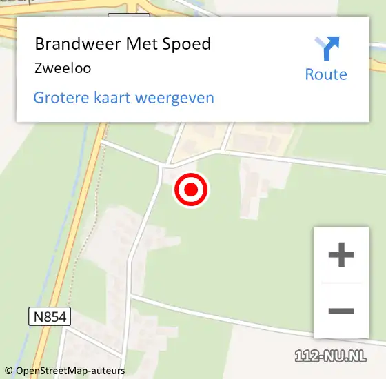 Locatie op kaart van de 112 melding: Brandweer Met Spoed Naar Zweeloo op 25 juli 2015 19:57