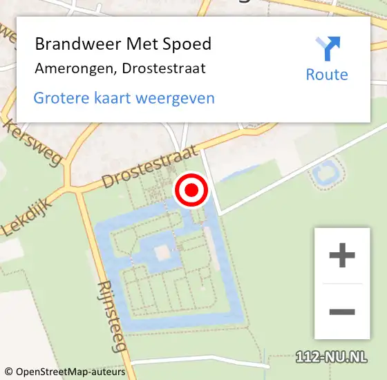 Locatie op kaart van de 112 melding: Brandweer Met Spoed Naar Amerongen, Drostestraat op 25 juli 2015 20:02