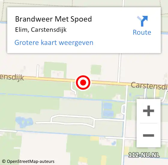 Locatie op kaart van de 112 melding: Brandweer Met Spoed Naar Elim, Carstensdijk op 25 juli 2015 20:27