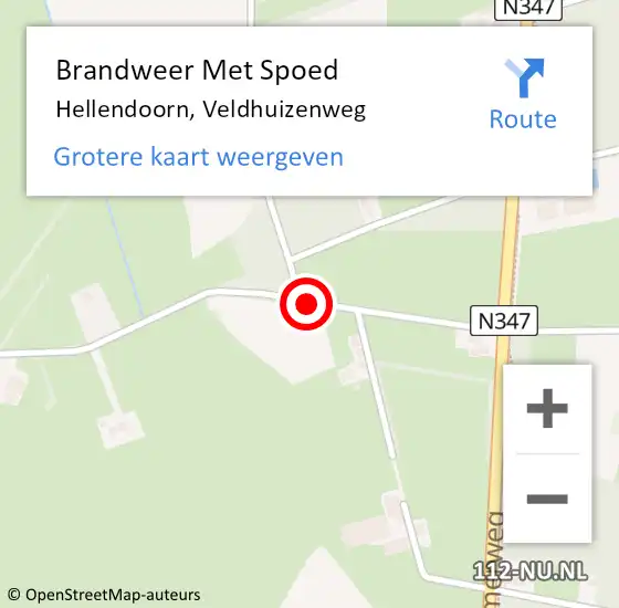 Locatie op kaart van de 112 melding: Brandweer Met Spoed Naar Hellendoorn, Veldhuizenweg op 25 juli 2015 20:35