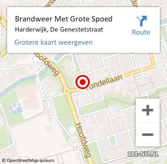 Locatie op kaart van de 112 melding: Brandweer Met Grote Spoed Naar Harderwijk, De Genestetstraat op 15 november 2013 10:47