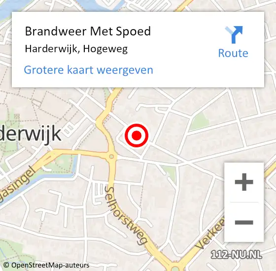 Locatie op kaart van de 112 melding: Brandweer Met Spoed Naar Harderwijk, Hogeweg op 25 juli 2015 20:56