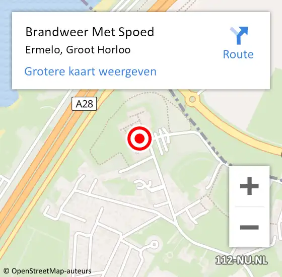 Locatie op kaart van de 112 melding: Brandweer Met Spoed Naar Ermelo, Groot Horloo op 25 juli 2015 21:24