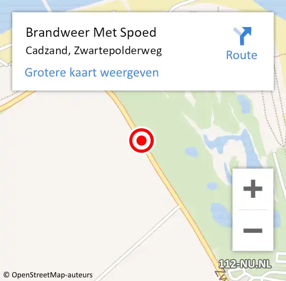 Locatie op kaart van de 112 melding: Brandweer Met Spoed Naar Cadzand, Zwartepolderweg op 25 juli 2015 21:58