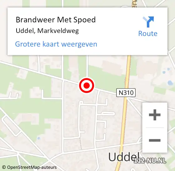 Locatie op kaart van de 112 melding: Brandweer Met Spoed Naar Uddel, Markveldweg op 25 juli 2015 22:15