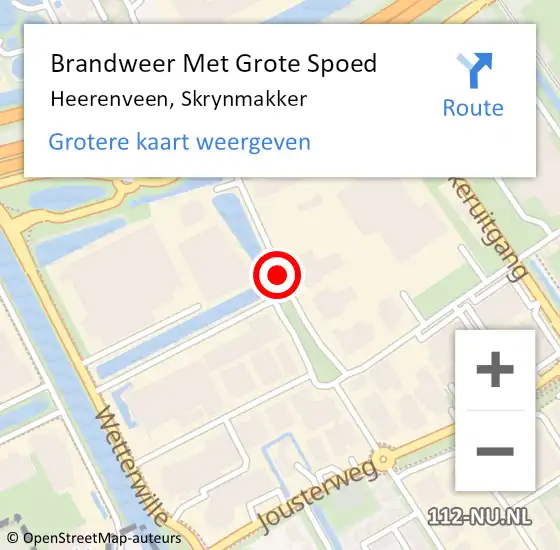 Locatie op kaart van de 112 melding: Brandweer Met Grote Spoed Naar Heerenveen, Skrynmakker op 25 juli 2015 22:22