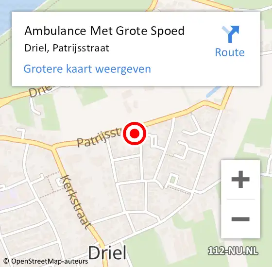 Locatie op kaart van de 112 melding: Ambulance Met Grote Spoed Naar Driel, Patrijsstraat op 26 juli 2015 05:55