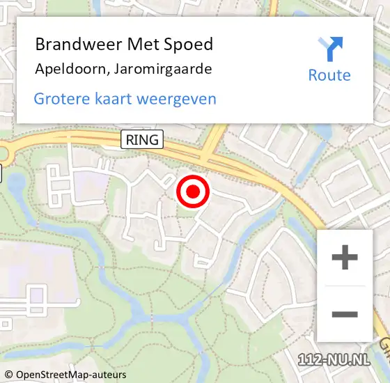 Locatie op kaart van de 112 melding: Brandweer Met Spoed Naar Apeldoorn, Jaromirgaarde op 26 juli 2015 08:42