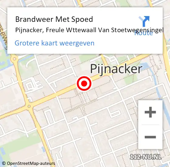 Locatie op kaart van de 112 melding: Brandweer Met Spoed Naar Pijnacker, Freule Wttewaall Van Stoetwegensingel op 26 juli 2015 08:49