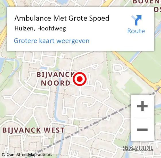 Locatie op kaart van de 112 melding: Ambulance Met Grote Spoed Naar Huizen, Hoofdweg op 26 juli 2015 08:52