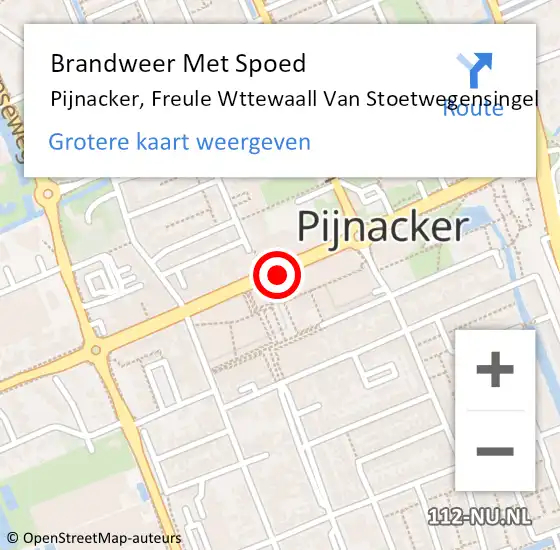 Locatie op kaart van de 112 melding: Brandweer Met Spoed Naar Pijnacker, Freule Wttewaall Van Stoetwegensingel op 26 juli 2015 08:52