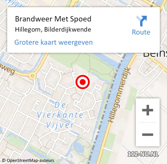 Locatie op kaart van de 112 melding: Brandweer Met Spoed Naar Hillegom, Bilderdijkwende op 26 juli 2015 08:53