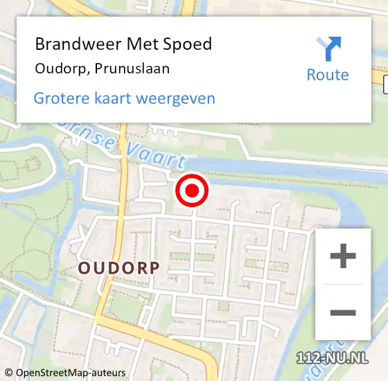 Locatie op kaart van de 112 melding: Brandweer Met Spoed Naar Oudorp, Prunuslaan op 26 juli 2015 09:19