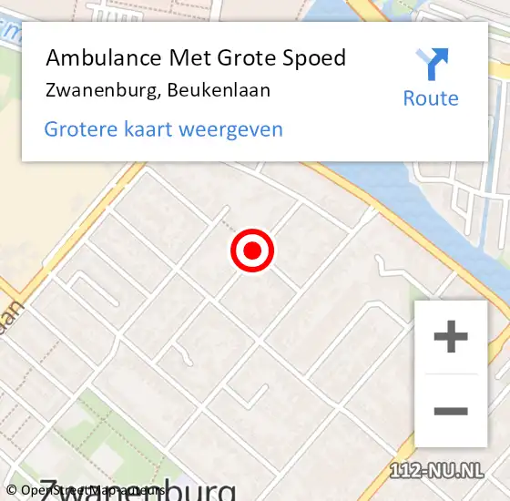 Locatie op kaart van de 112 melding: Ambulance Met Grote Spoed Naar Zwanenburg, Beukenlaan op 26 juli 2015 09:33